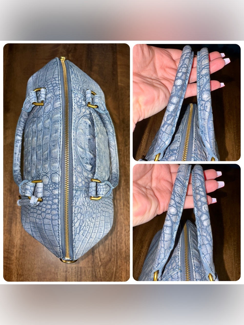 Brahmin EUC Lrg Duxbury & Veronica - Light Denim Tetra - FRONT EYE - Picture 4 of 16